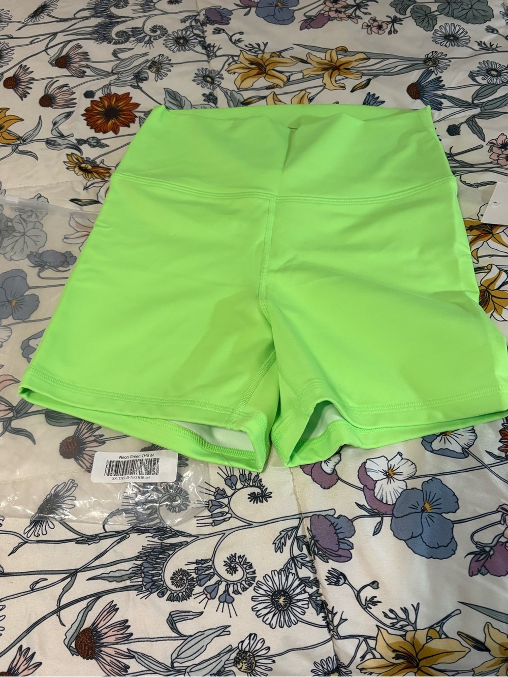 Fleo Neon Lime High-Waist Athletic Shorts